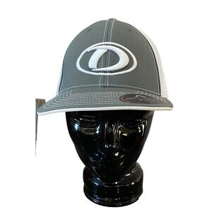 D-BAT Pacific Headwear Fitted Baseball Cap Hat Embroidered Gray & White Circle D